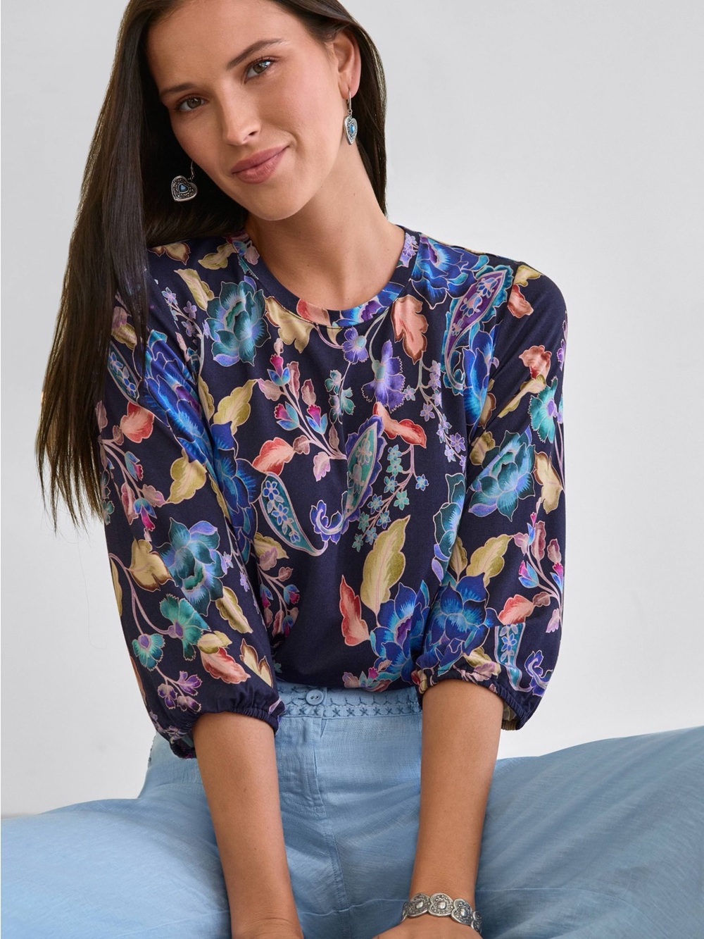Johnny Was | The Janie Favorite Puff Sleeve Top in Stevies Garden Print, XS